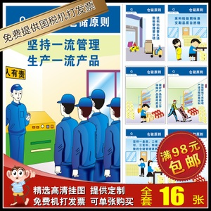 倉庫管理掛圖 倉儲原則宣傳海報掛畫 企業工廠制度標語展板墻貼畫